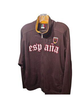 Roma Atletica España Brown Full-Zip XXL Sweatshirt With Embroidered Crest & Pock